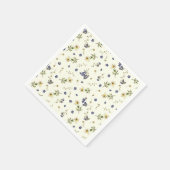 かわいいモダンヴィンテージの白い花 スタンダードカクテルナプキン (角)