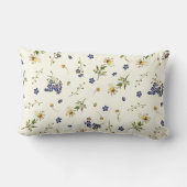 かわいいモダンヴィンテージワイルドフラワーアイボリー白 ランバークッション (裏面)