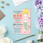 かわいいモダン人魚の誕生日パーティー アクリル招待状 (インサイチュ (ウェディング))