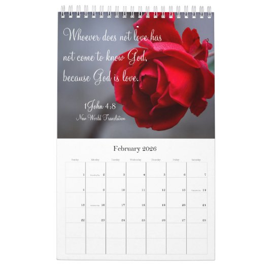 かわいいモダン写真の花と宗教 カレンダー (2月 2026)