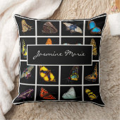 かわいいモダン写真バタフライ追加の名前 クッション (ブランケット)