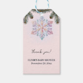 かわいいモダン冬の雪片かわいい赤ちゃんシャワー ギフトタグ (正面)