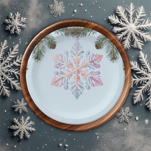 かわいいモダン冬の雪片かわいい赤ちゃんシャワー ペーパープレート