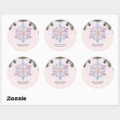 かわいいモダン冬の雪片かわいい赤ちゃんシャワー ラウンドシール (シート)