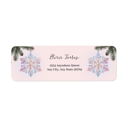 かわいいモダン冬の雪片かわいい赤ちゃんシャワー ラベル (正面)