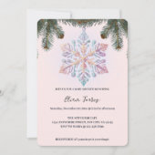 かわいいモダン冬の雪片かわいい赤ちゃんシャワー 招待状 (正面)