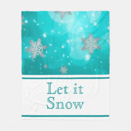 かわいいモダン冬の雪片ブルーホワイト フリースブランケット