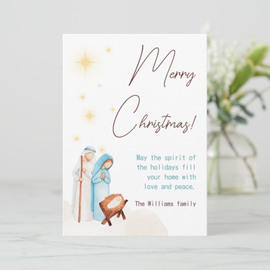 かわいいモダン出生シーンベビーイエス シーズンカード (スタンド正面)