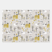 かわいいモダン動物たち ラッピングペーパーシート (正面3)