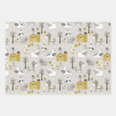 かわいいモダン動物たち ラッピングペーパーシート (正面)