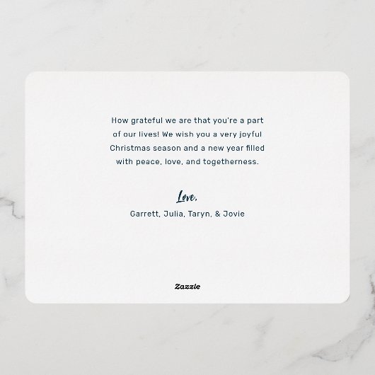 かわいいモダン動物の友達とそりのクリスマス 箔シーズンカード (裏面)