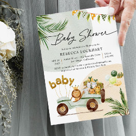 かわいいモダン動物の赤ちゃんシャワー 招待状