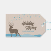 かわいいモダン動物の鹿の冬のシーンホリデー ギフトタグ (正面(横))
