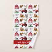 かわいいモダン動物パターン動物の納屋 バスタオルセット (ハンドタオル)