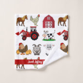 かわいいモダン動物パターン動物の納屋 バスタオルセット (ウォッシュタオル)