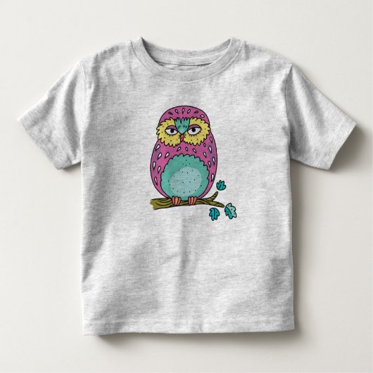 かわいいモダン動物フクロウの幼児用Tシャツ ギフトアイデア トドラーTシャツ (正面)