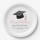 かわいいモダン卒業ガーリーパーティー ペーパープレート (正面)