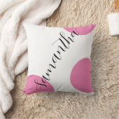 かわいいモダン名大ピンク水玉模様 クッション (ブランケット)