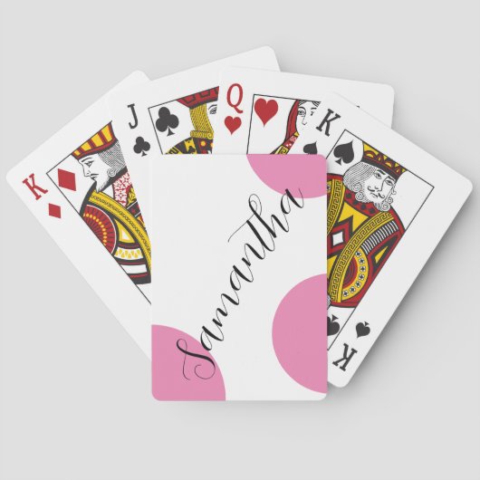 かわいいモダン名大ピンク水玉模様 トランプ (裏面)