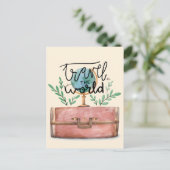 かわいいモダン夏の旅行水の色イラストレーション ポストカード (スタンド正面)