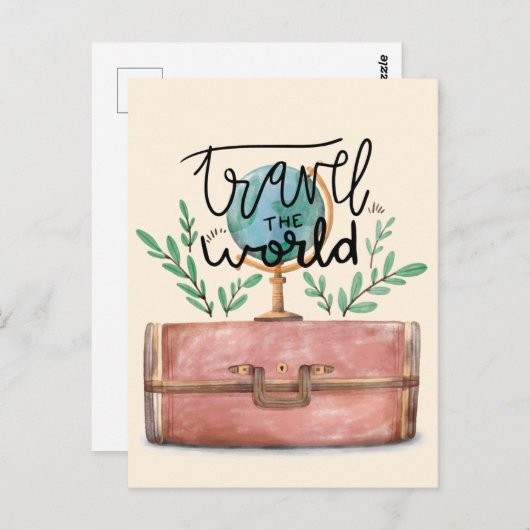 かわいいモダン夏の旅行水の色イラストレーション ポストカード (正面/裏面)