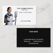 かわいいモダン女性の清掃&メイドサービス 名刺 (正面/裏面)