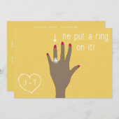 かわいいモダン婚約 招待状 (正面/裏面)