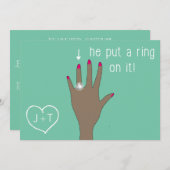 かわいいモダン婚約 招待状 (正面/裏面)