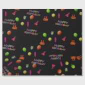 かわいいモダン子のジグザグハッピーバースデーパーティー ラッピングペーパー (フラット)