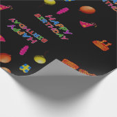 かわいいモダン子のジグザグハッピーバースデーパーティー ラッピングペーパー (角)