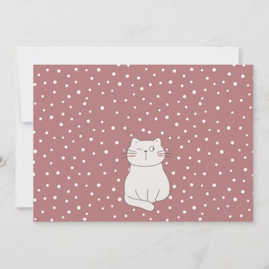 かわいいモダン子ネコと写真誕生日 サンキューカード (裏面)