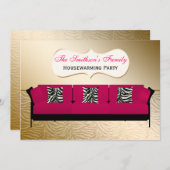 かわいいモダン家具引っ越し祝いパーティーパーティー 招待状 (正面/裏面)