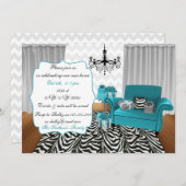 かわいいモダン家具引っ越し祝いパーティーパーティー 招待状 (正面/裏面)