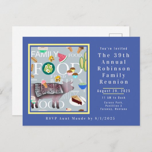 かわいいモダン家族のピクニックカスタマイズ食べ物 ポストカード (正面/裏面)