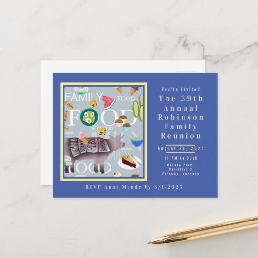 かわいいモダン家族のピクニックカスタマイズ食べ物 ポストカード (正面/裏面インサイチュ)