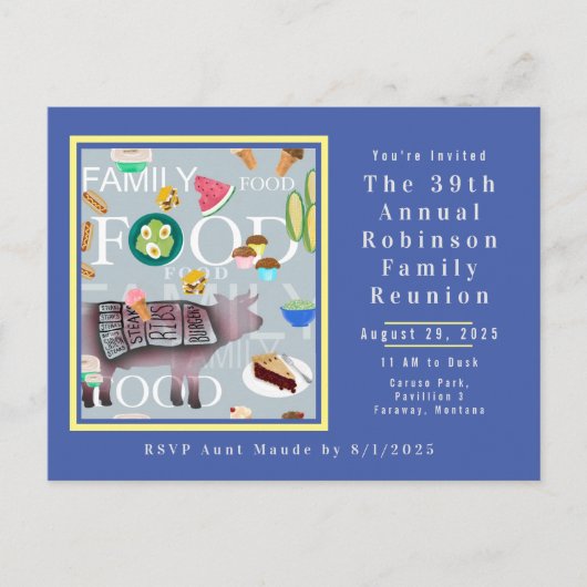 かわいいモダン家族のピクニックカスタマイズ食べ物 ポストカード (正面)