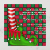 かわいいモダン小妖精や小人シュークリスマスパーティの招待状 招待状 (正面/裏面)