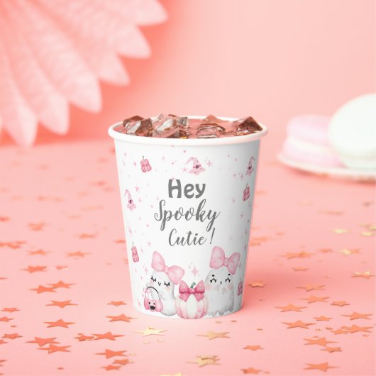 かわいいモダン幽霊ガールハロウィーン誕生日パーティー 紙コップ (インサイチュ)