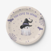 かわいいモダン幽霊ハロウィーン誕生日パーティークリーム ペーパープレート (正面)