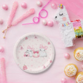 かわいいモダン幽霊ハロウィーン誕生日パーティーピンク ペーパープレート (パーティー)