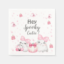 かわいいモダン幽霊ハロウィーン誕生日パーティー スタンダードカクテルナプキン