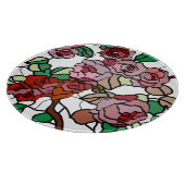 かわいいモダン明るい赤い花 カッティングボード (角)