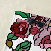 かわいいモダン明るい赤い花 ビーチタオル (インサイチュ)