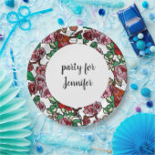 かわいいモダン明るい赤い花 ペーパープレート (パーティー)