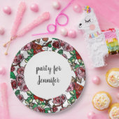 かわいいモダン明るい赤い花 ペーパープレート (パーティー)