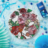 かわいいモダン明るい赤い花 ペーパープレート (パーティー)