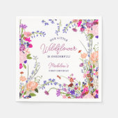 かわいいモダン春ボホワイルドフラワー1st誕生日 スタンダードカクテルナプキン (正面)