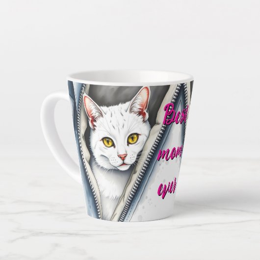 かわいいモダン水彩猫コレクション カフェラテマグ (左アングル)