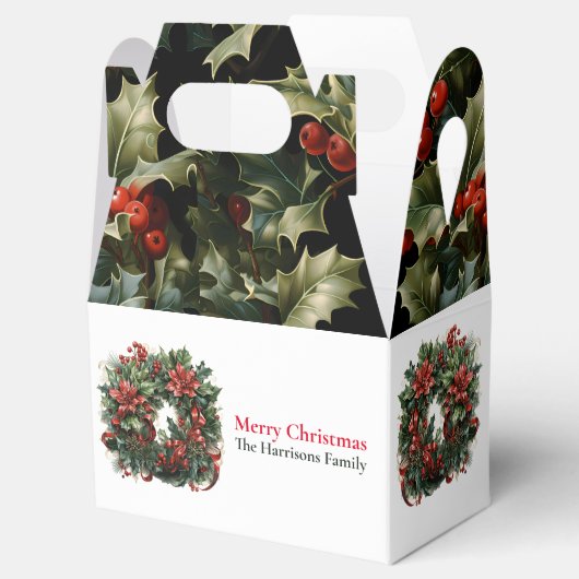 かわいいモダン水色クリスマスリースの願い フェイバーボックス (オープン)