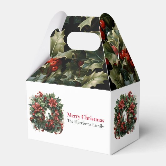 かわいいモダン水色クリスマスリースの願い フェイバーボックス (正面サイド)